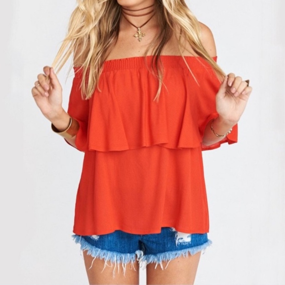 Show Me Your Mumu Off the Shoulder Ruffle Top